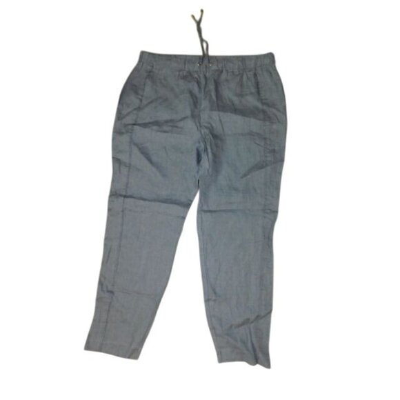 Ellen Tracy Size L Large Gray Linen Drawstring Pants NWT $79 - Picture 1 of 2
